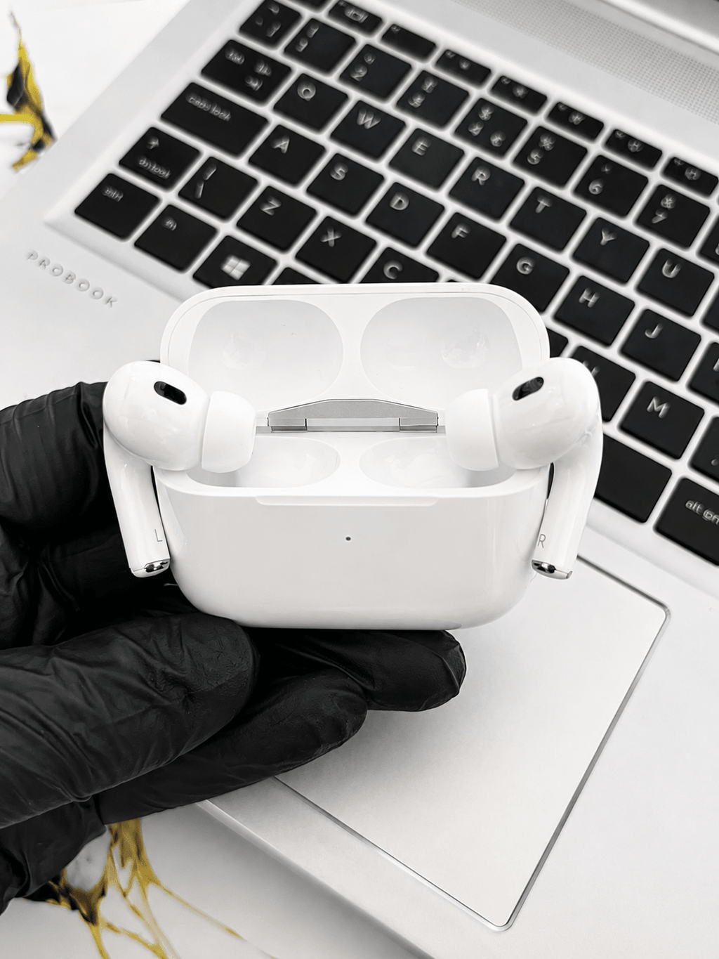 white AirPods Pro 2 ANC replica earbuds with USB-C charging case