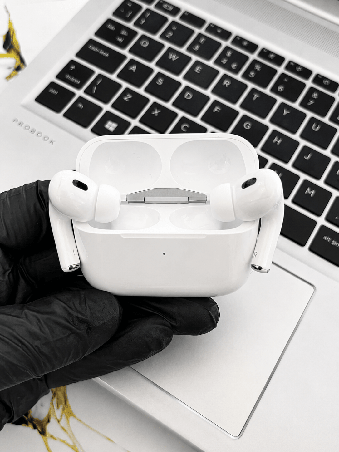 white AirPods Pro 2 ANC replica earbuds with USB-C charging case
