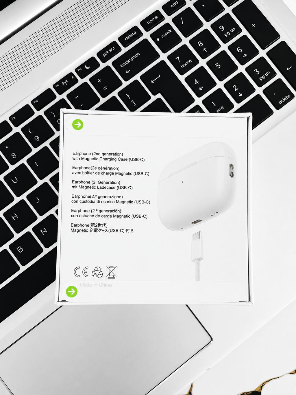 white airpods pro 2 anc style wireless earbuds with usb-c charging case