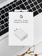 White Google 30W USB-C power charger compact wall adapter