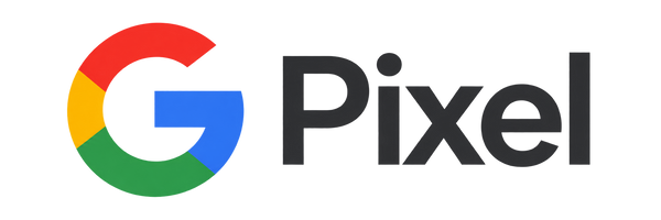 Google Pixel logo featuring a colorful G icon and the word Pixel in dark grey.
